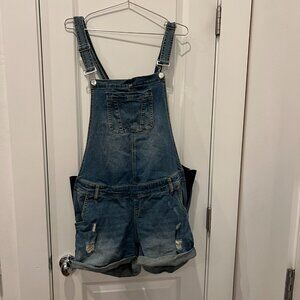 Maternity Denim Short Overalls, Size L